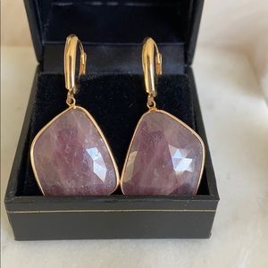 Precious stone topaz drop earrings